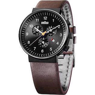 Classic IP sort rustfri urkasse quartz med chronograph Herre ur fra Braun, BN0035BKBRG
